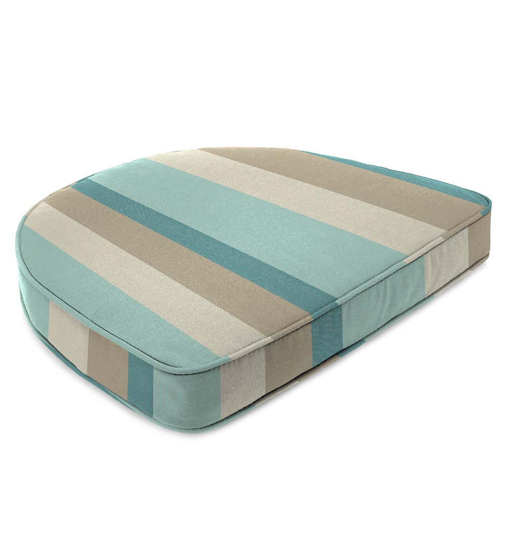 Sunbrella Deluxe Chair Cushion With Rounded Back, 18" x 17¾" x 3" - Peacock Stripe