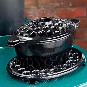 2.3 QT. Cast Iron Lattice Wood Stove Steamer And Trivet Set