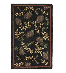 Hand-Hooked Fire-Resistant Willows And Cones Wool Rug