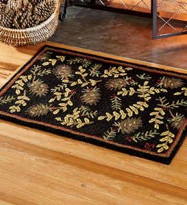 Hand-Hooked Fire-Resistant Willows And Cones Wool Rug