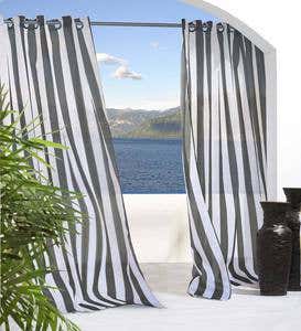 Outdoor UV-Resistant Sheer Grommet-Top Panel, 96”L x 54”W - Black Stripe