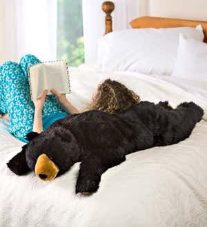 Black Bear Plush Cuddle Animal Body Pillow - Black