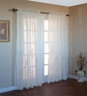 63"L Embroidered Hydrangea Sheer Curtain Panel