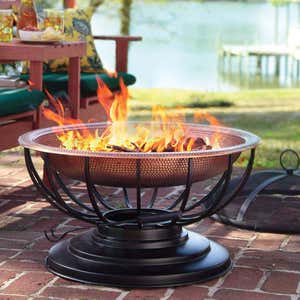 Hammered Copper Fire Pit With Lid Converts To Table