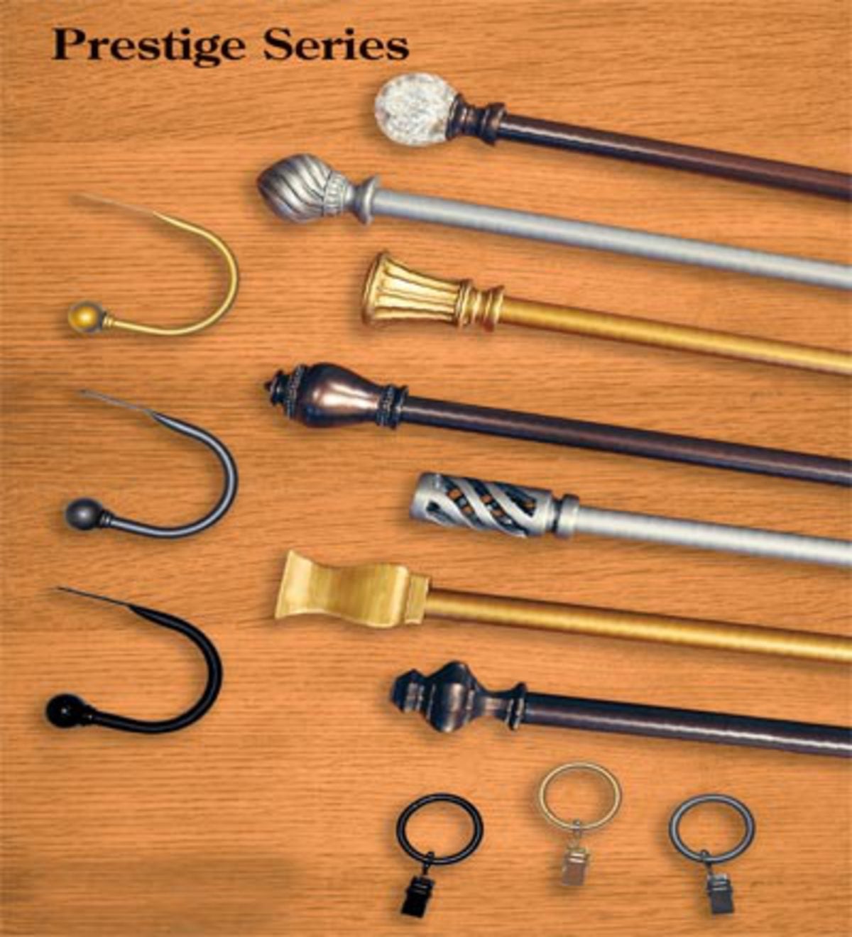Prestige Rod Set, 28-48”W - Antique Silver - Spiral
