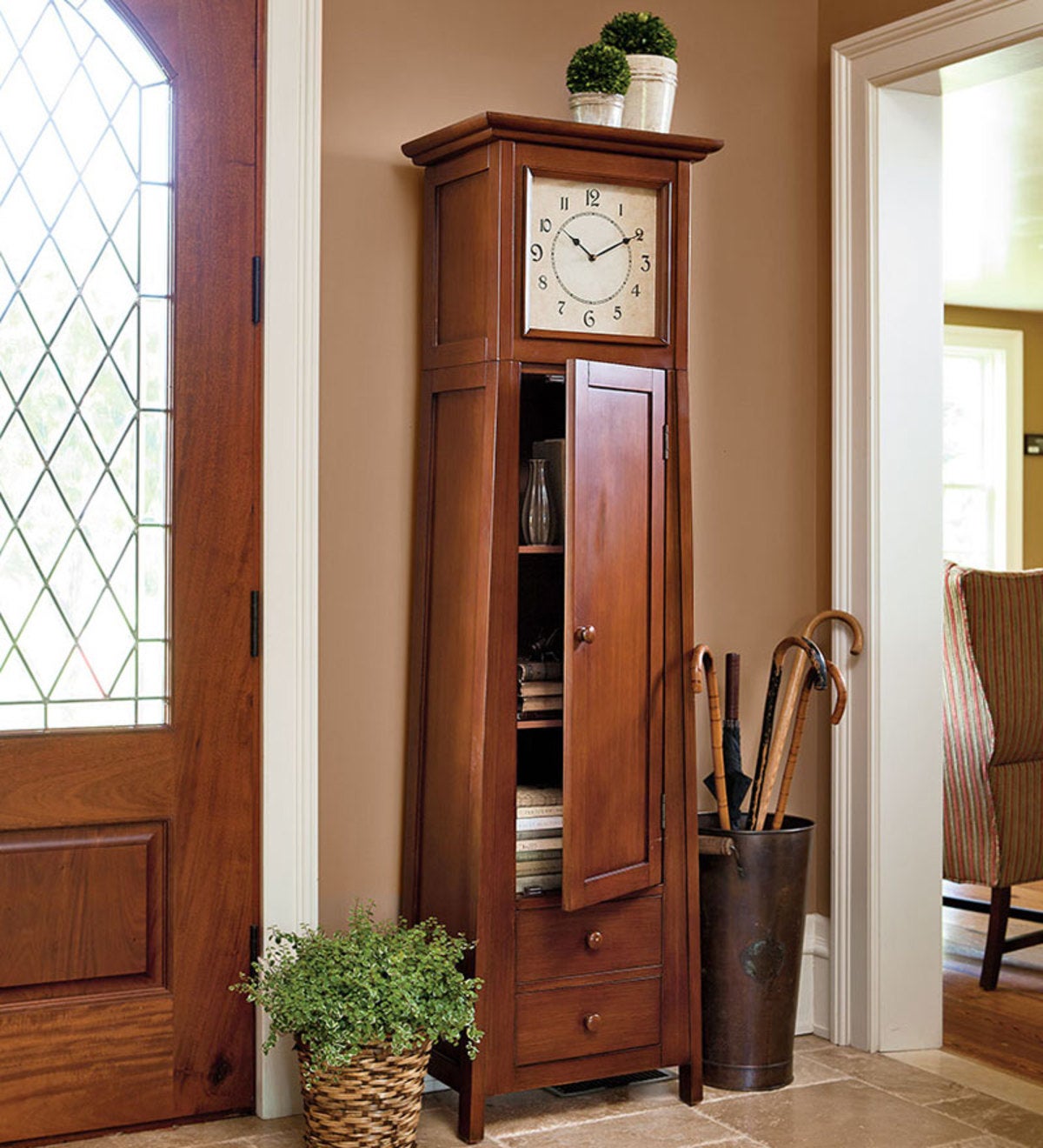 L-5 Antique Narrow Cabinet Door or Case Lock or Grandfather Clock