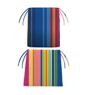 Polyester Classic Rocking Chair Cushions with Ties - Rainbow Stripe