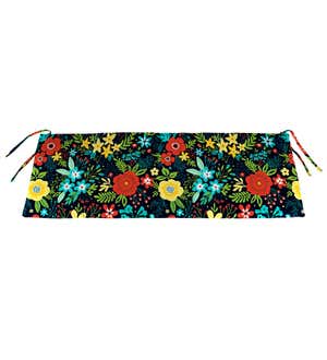 Polyester Classic Swing/Bench Cushion, 47" x 16"x 3" - Black Floral
