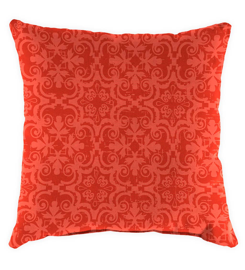 Special! Polyester Classic Throw Pillow, 15"sq. x 7" - Persimmon Block Print