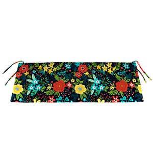 Polyester Classic Swing/Bench Cushion, 36"x 16"x 3" - Black Floral