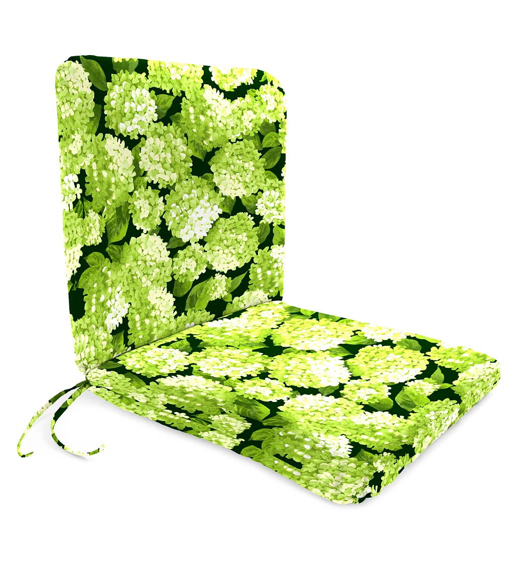 Sale! Polyester Classic Chair Cushion With Ties, Seat 19"x 17"x 2½"; Back 19"x 19"x 2½" - Red Floral Garden