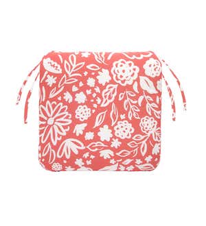 Polyester Classic Chair Cushion With Ties, 19½"x 19"x 3" - Hibiscus Coral