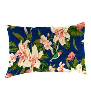 Special! Polyester Classic Lumbar Pillow, 19"x 12"x 5½" - Lilies and Hummingbirds