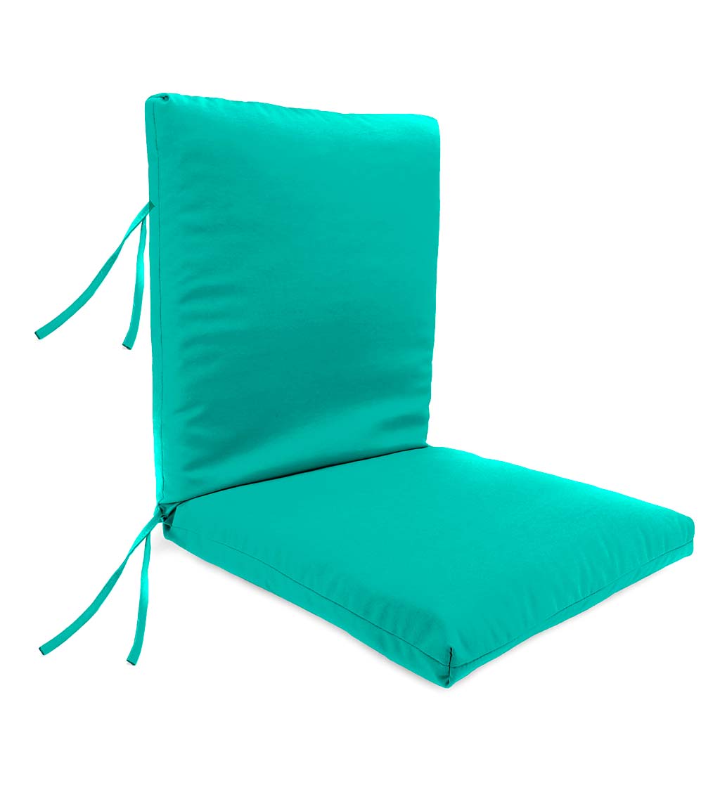 Polyester Classic Large Club Chair Cushion With Ties, 44" x 22" with hinge 22" from bottom - Aqua