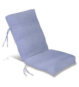Sale! Polyester Classic High Back Chair Cushion With Ties, 46”x 20”with hinge 19”from bottom - Periwinkle