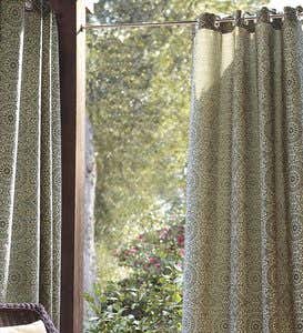 84”L Olefin Outdoor Grommet-Top Curtain Panel - Green Circles