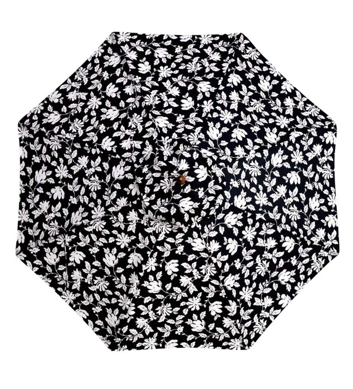 Sale! 9' Wooden Umbrella With Pulley - Black Damask