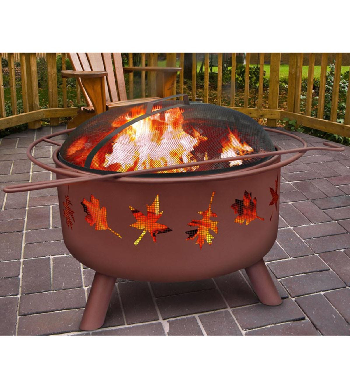 Outdoor Fire Pit With Tree Leaves Cutouts