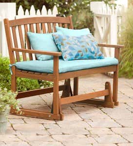 Durable, All-Weather FSC-Certified Eucalyptus Wood Outdoor Love Seat Glider