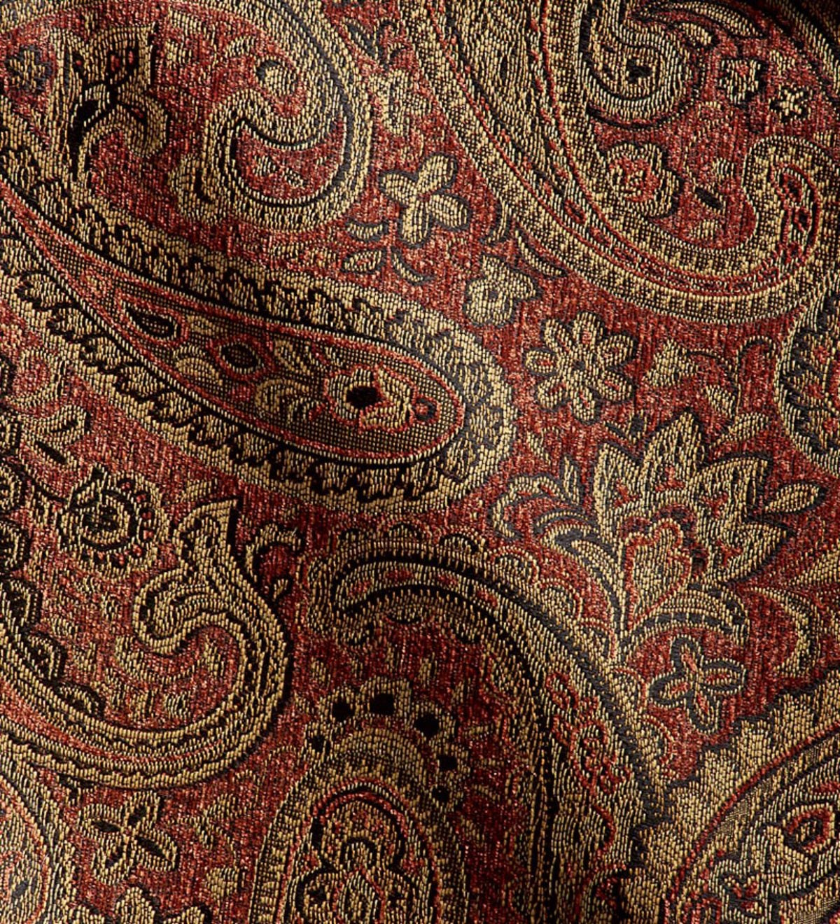 USA-Made Bedford Collection Upholstered Nigel Ottoman - Mahogany Paisley