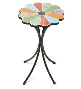 Butterfly And Flower Stained Glass Mosaic Accent Table