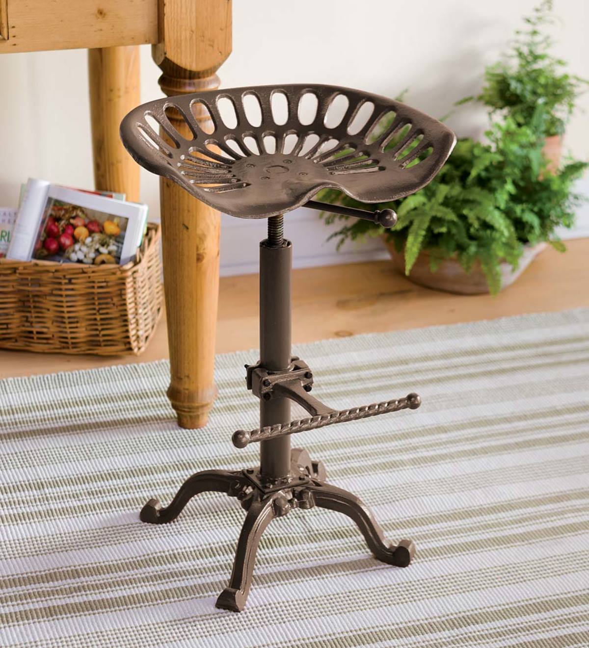 Farmhouse Metal Tractor Seat Stool - Red