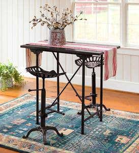 Farmhouse Metal Tractor Seat Stool and Bar Table