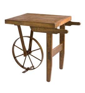 Distressed Wood Wheelbarrow Coffee Table