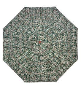 Sale! 9' Wooden Umbrella With Pulley - Green Scroll