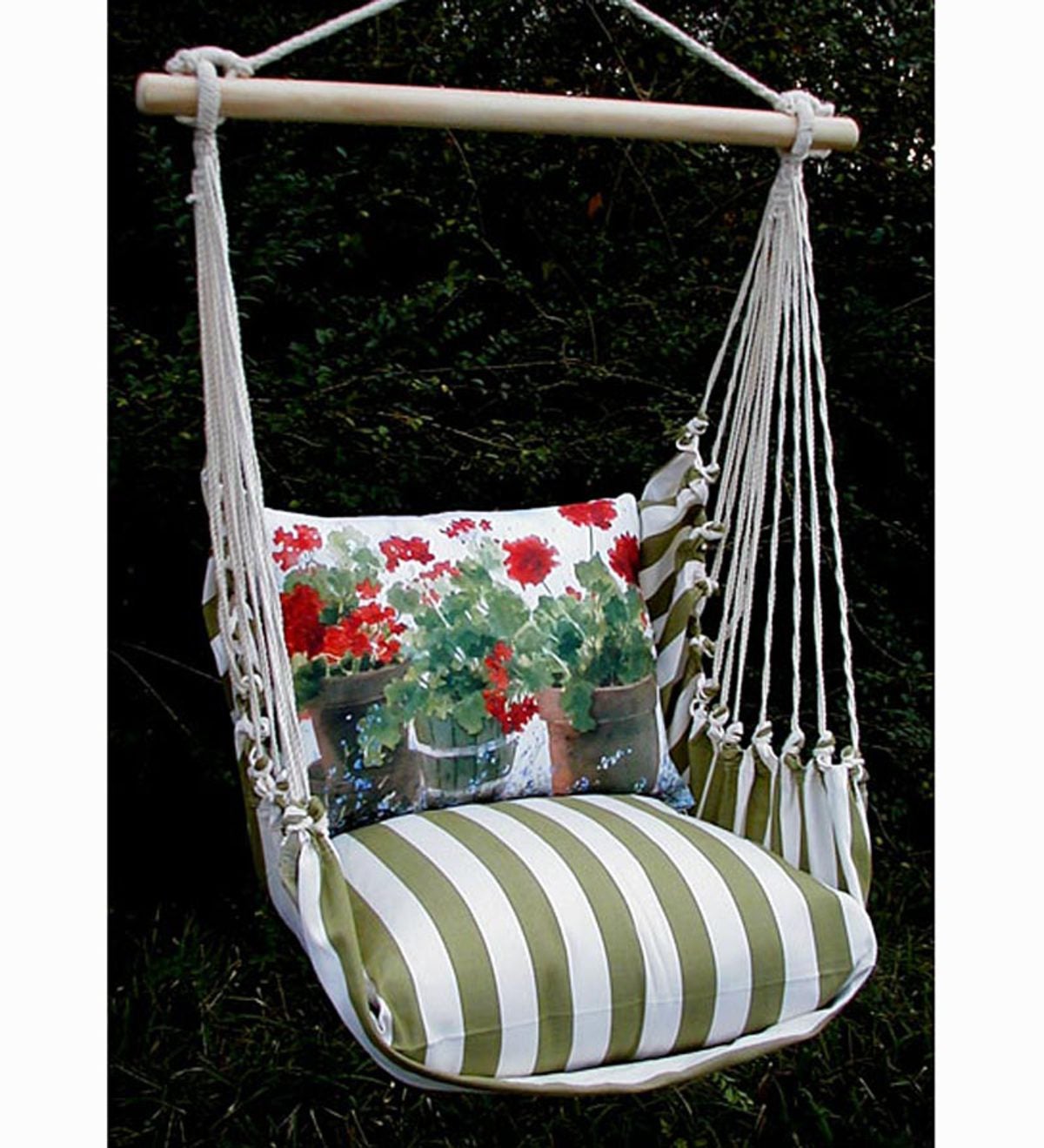 Red Geraniums Floral Hammock Swing With Tote
