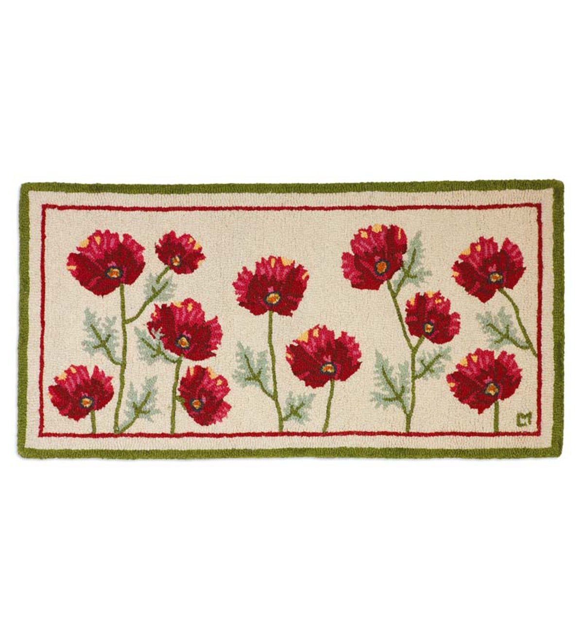 Hand-Hooked Wool Poppy Profusion Hearth Rug
