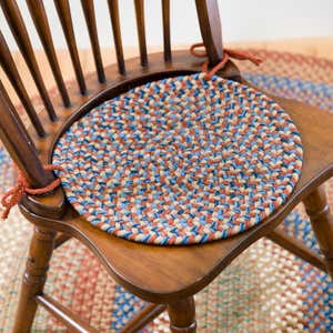 Indoor/Outdoor Braided Polypro Roanoke Round Chair Pad with Ties