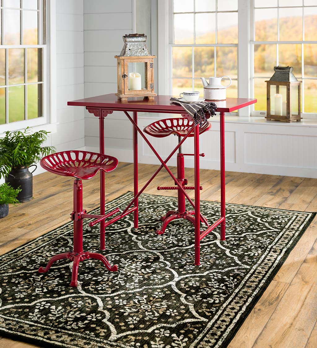 Farmhouse Metal Tractor Seat Stool and Bar Table