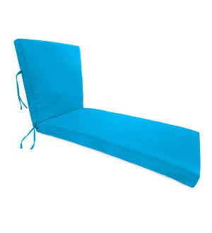 Sunbrella Chaise Cushion with Ties, 65" x 23" x 4" hinged 46" from bottom