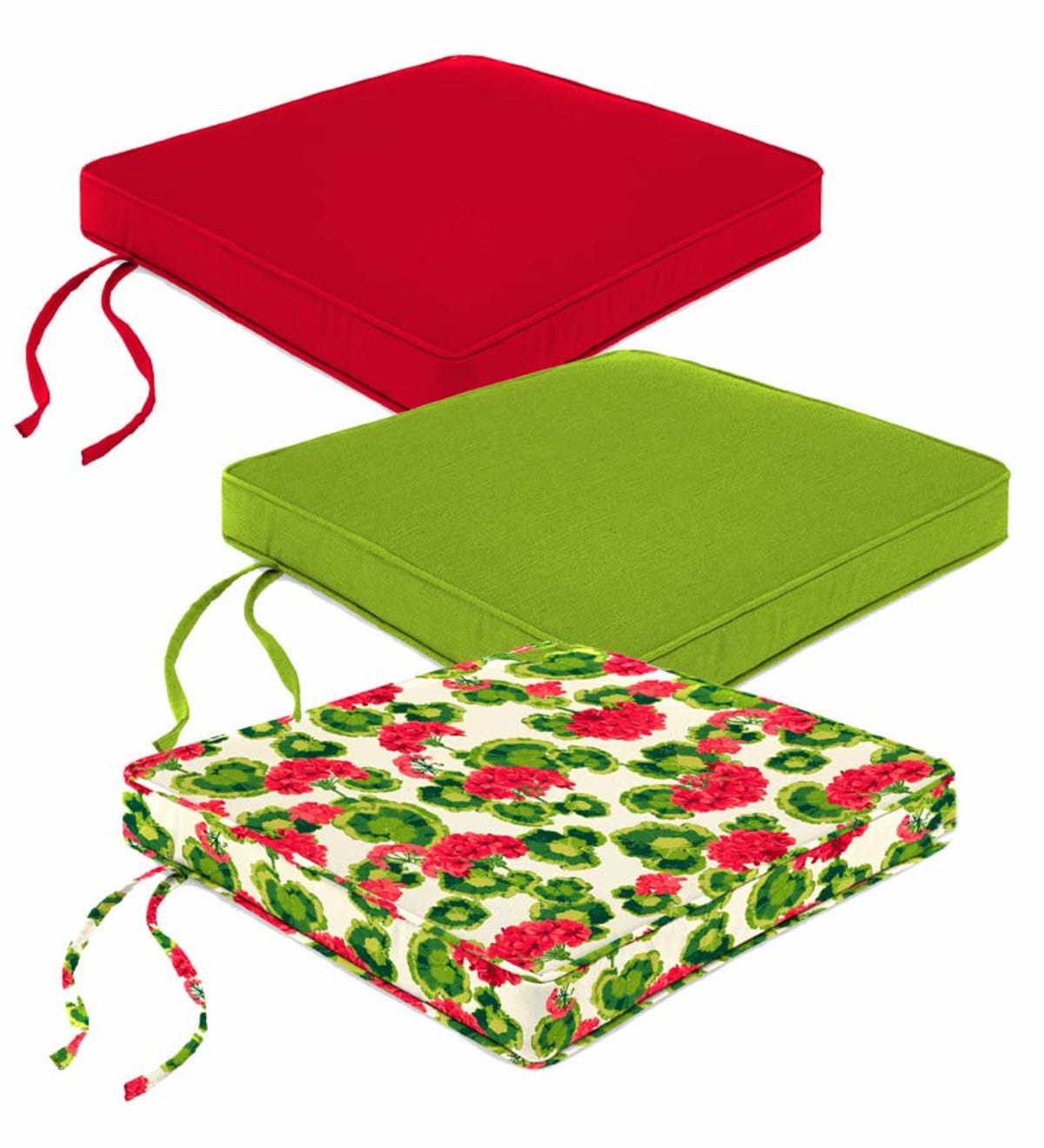 Polyester Deluxe Chair Cushion With Ties, 20½"x 20½"x 2½"