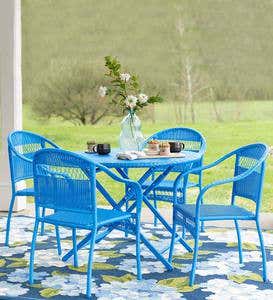 Tangier Wicker Folding Round Dining Table and 4 Stacking Chairs