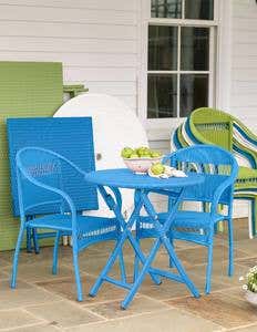 Tangier Wicker Bistro Set, Table and Two Chairs