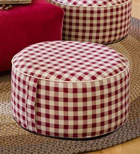 Small Round Inflatable Indoor Ottoman Pouf - Burgundy
