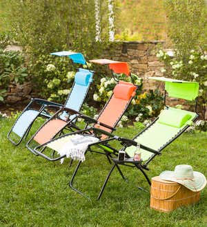 Deluxe Zero Gravity Chair With Awning, Table And Drink Holder - Leaf