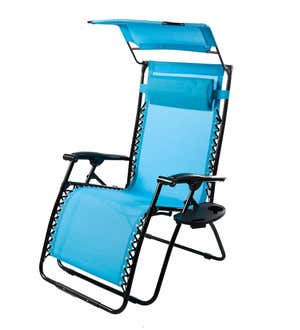 Deluxe Zero Gravity Chair With Awning, Table And Drink Holder