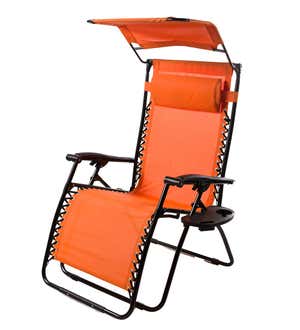 Deluxe Zero Gravity Chair With Awning, Table And Drink Holder - Leaf