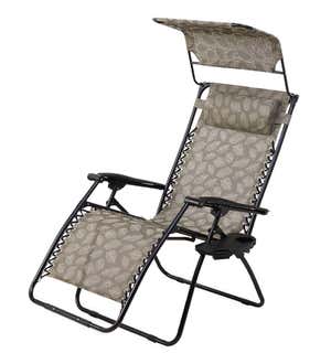Deluxe Zero Gravity Chair With Awning, Table And Drink Holder - Light Blue