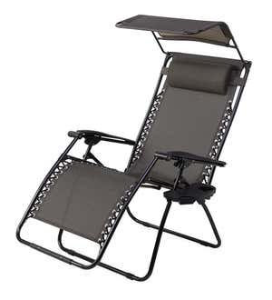 Deluxe Zero Gravity Chair With Awning, Table And Drink Holder