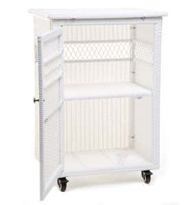 Easy Care All-Weather Wicker Rolling Storage Cart - Green