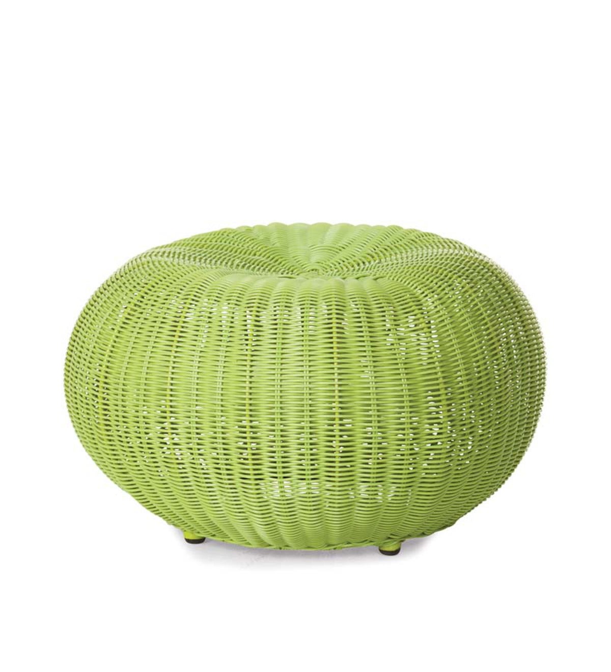 Small Outdoor Wicker Ottoman Pouf - Lime