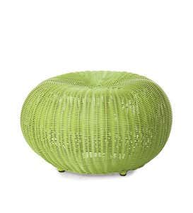 Large Outdoor Wicker Ottoman Pouf - Lime