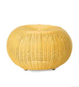 Small Outdoor Wicker Ottoman Pouf - Lime