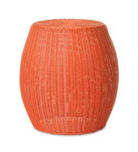 Large Outdoor Wicker Ottoman Pouf - Lime