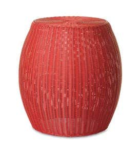 Large Outdoor Wicker Ottoman Pouf - Yellow