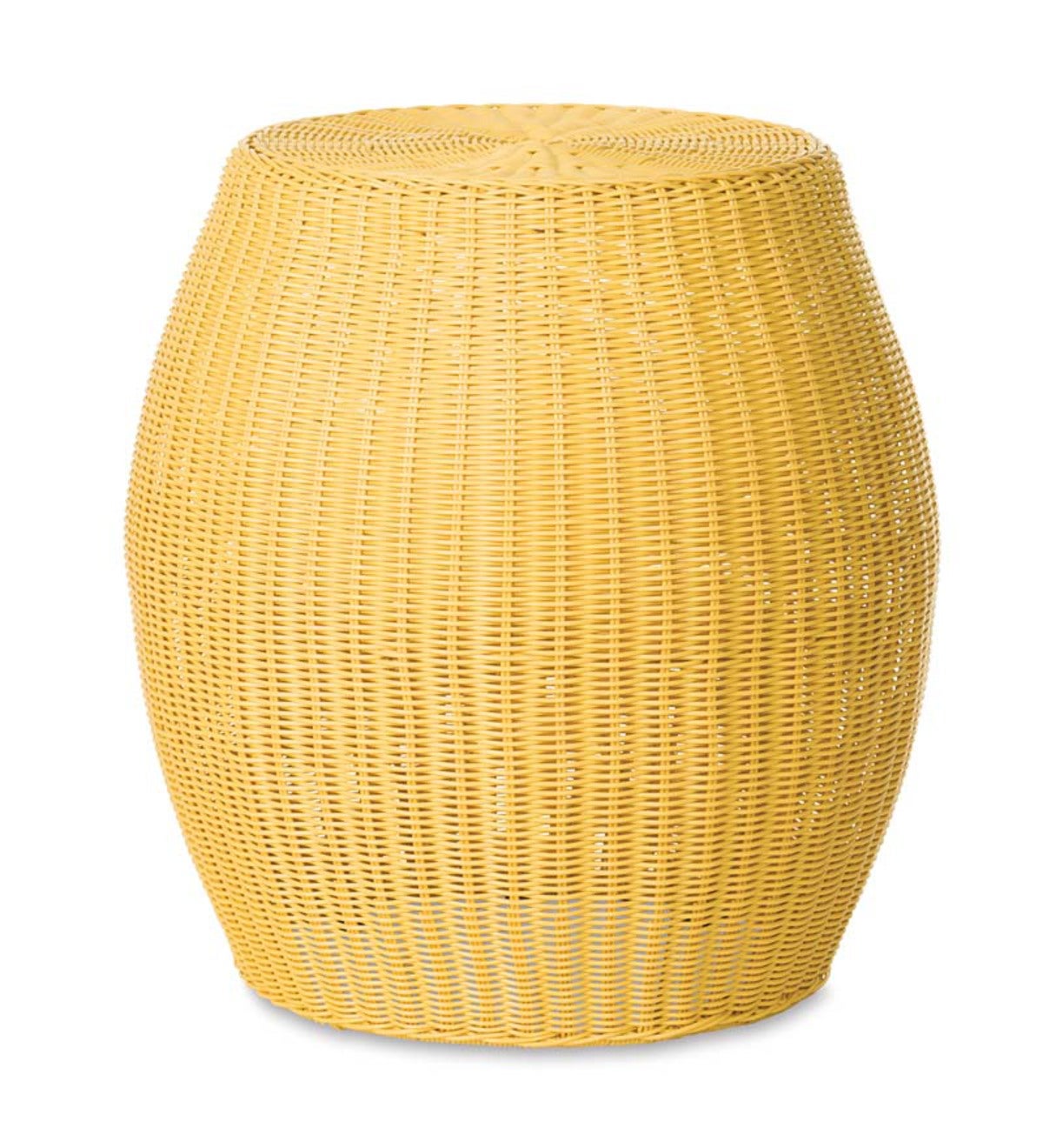 Large Outdoor Wicker Ottoman Pouf - Yellow